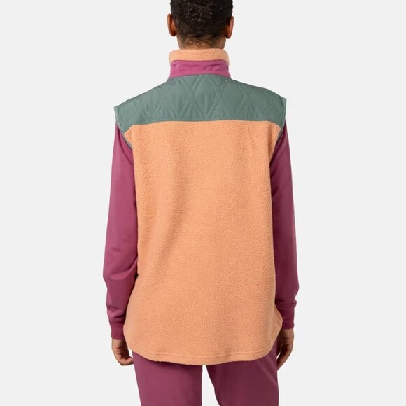 Kari Traa Rothe Quilted Vest Fleece Full Zip Warm Cozy Color Block - Picture 2 of 15